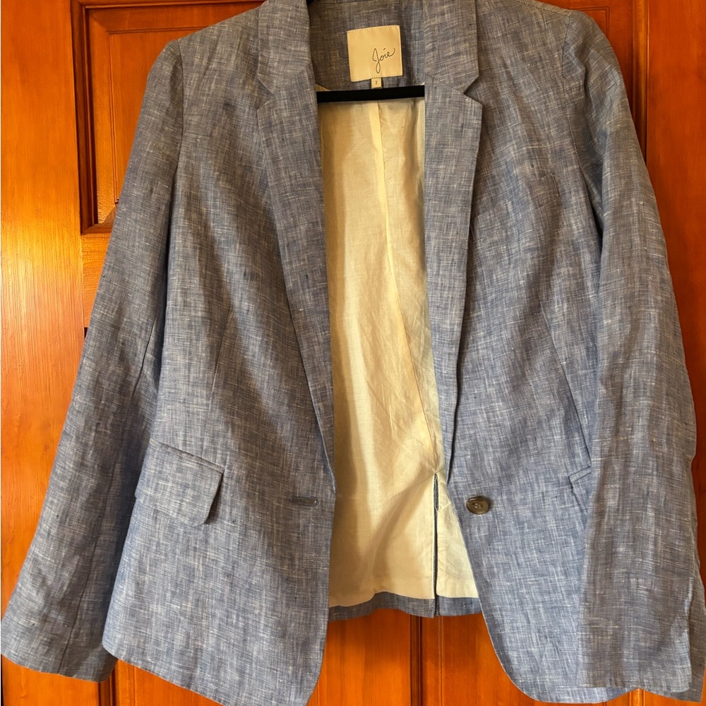 Joie Pernilla Linen Chambray Blazer One Button Jacket